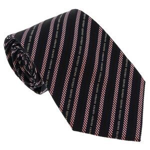Roberto Cavalli ESZ040 D0655 Black/ Light Pink Regimental Stripe Herringbone Tie